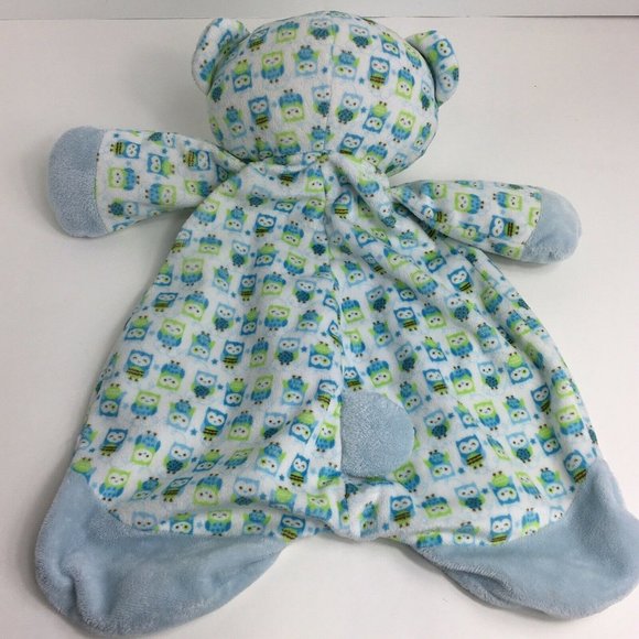 Baby Ganz Sleepy Time Bear Lovey Security Blanket Owl Green Blue Brown White - Picture 11 of 12